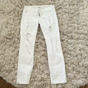 Cuffed Hudson white denim